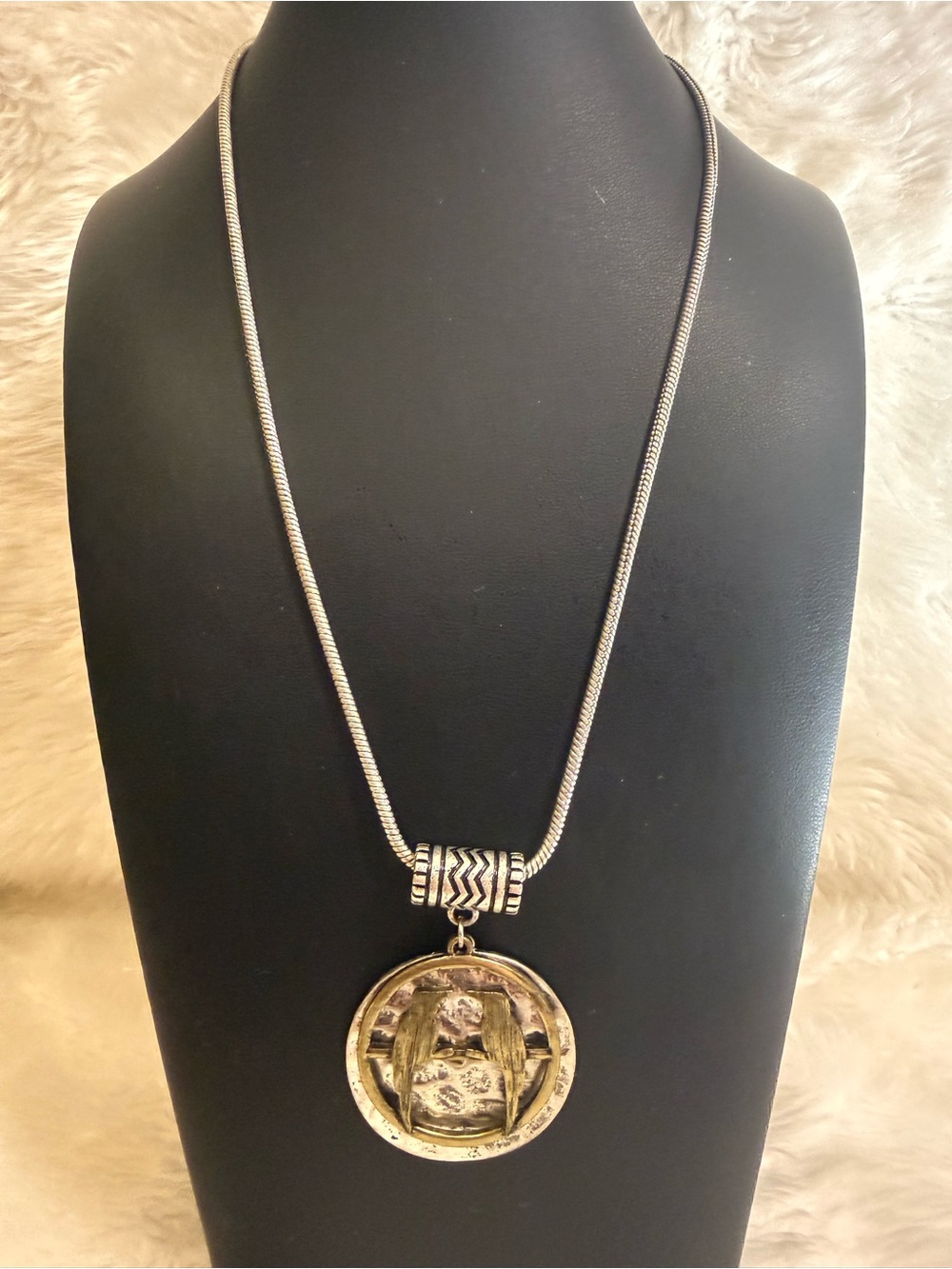 Silver Tone Two Birds Pendant Southwest Folk Art Nature Statement Necklace